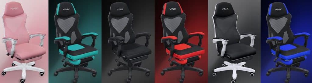 Opções de cores da melhor cadeira gamer com suporte para os pés